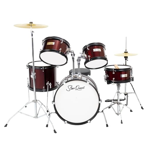 StarQuest Junior 5-Piece Drum Set | Premium Metallic Wine Red