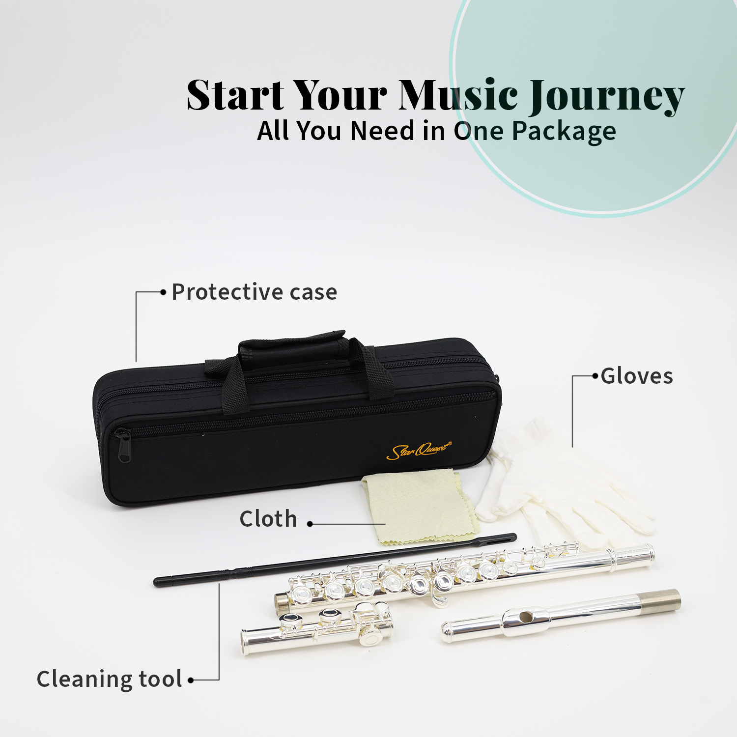 StarQuest Silver-Plated C Flute | Closed-Hole with Case
