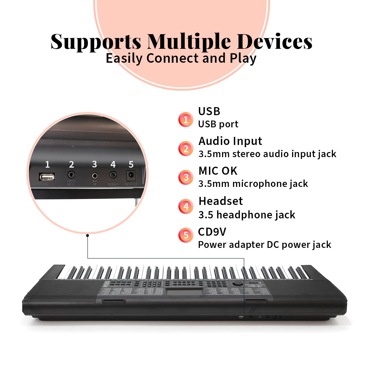 StarQuest 61 Key Portable Electronic Keyboard Piano Kit – Digital Piano for Beginners and Experienced Musicians, With Stand, Bench, Headphones, & Microphone