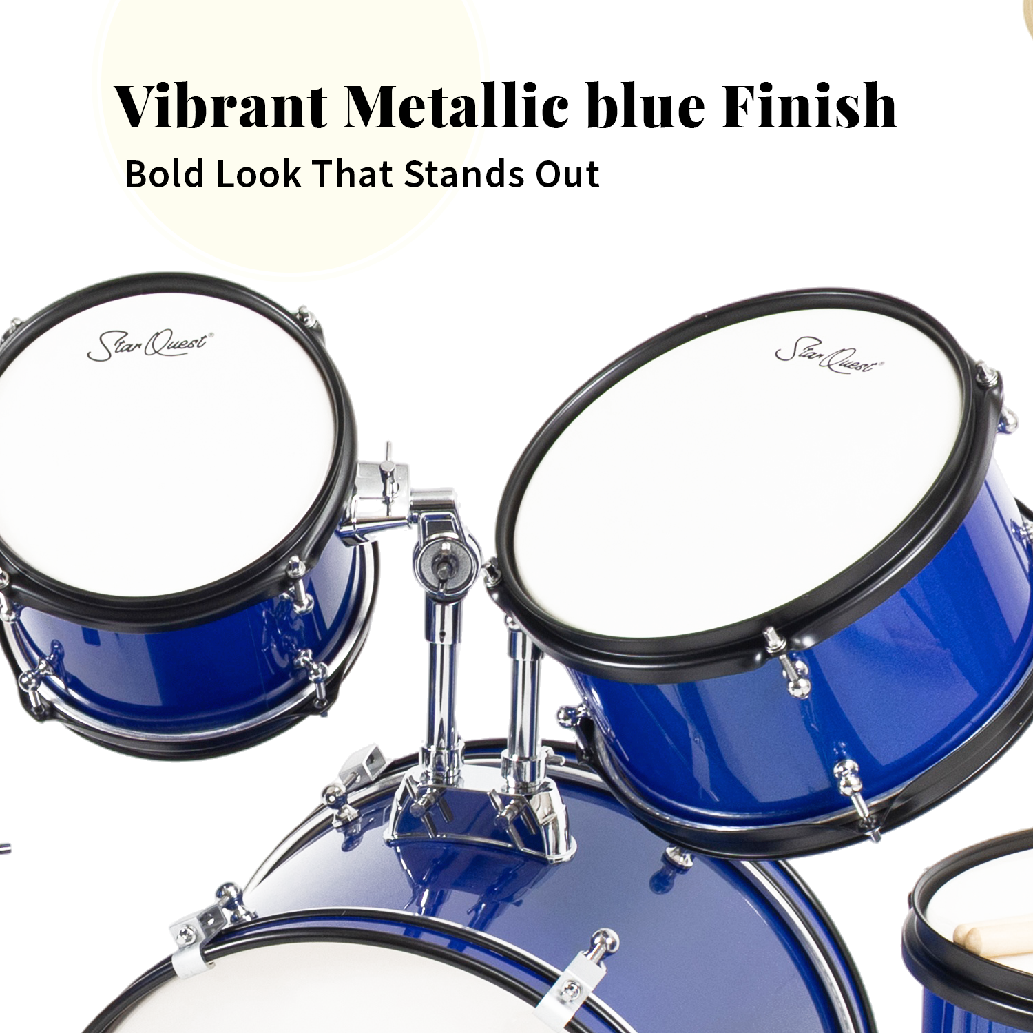 StarQuest Junior 5-Piece Drum Set | Premium Metallic Blue Finish