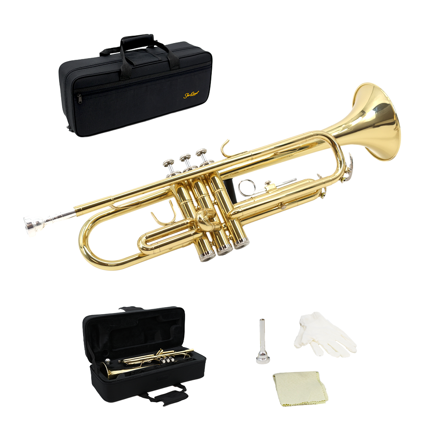 StarQuest Bb Trumpet | .460” Bore, Nickel-Plated Valves with Case