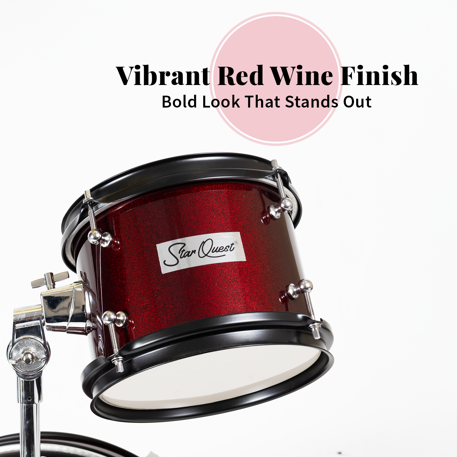 StarQuest Junior 3-Piece Drum Set | Premium Metallic Wine Red Finish