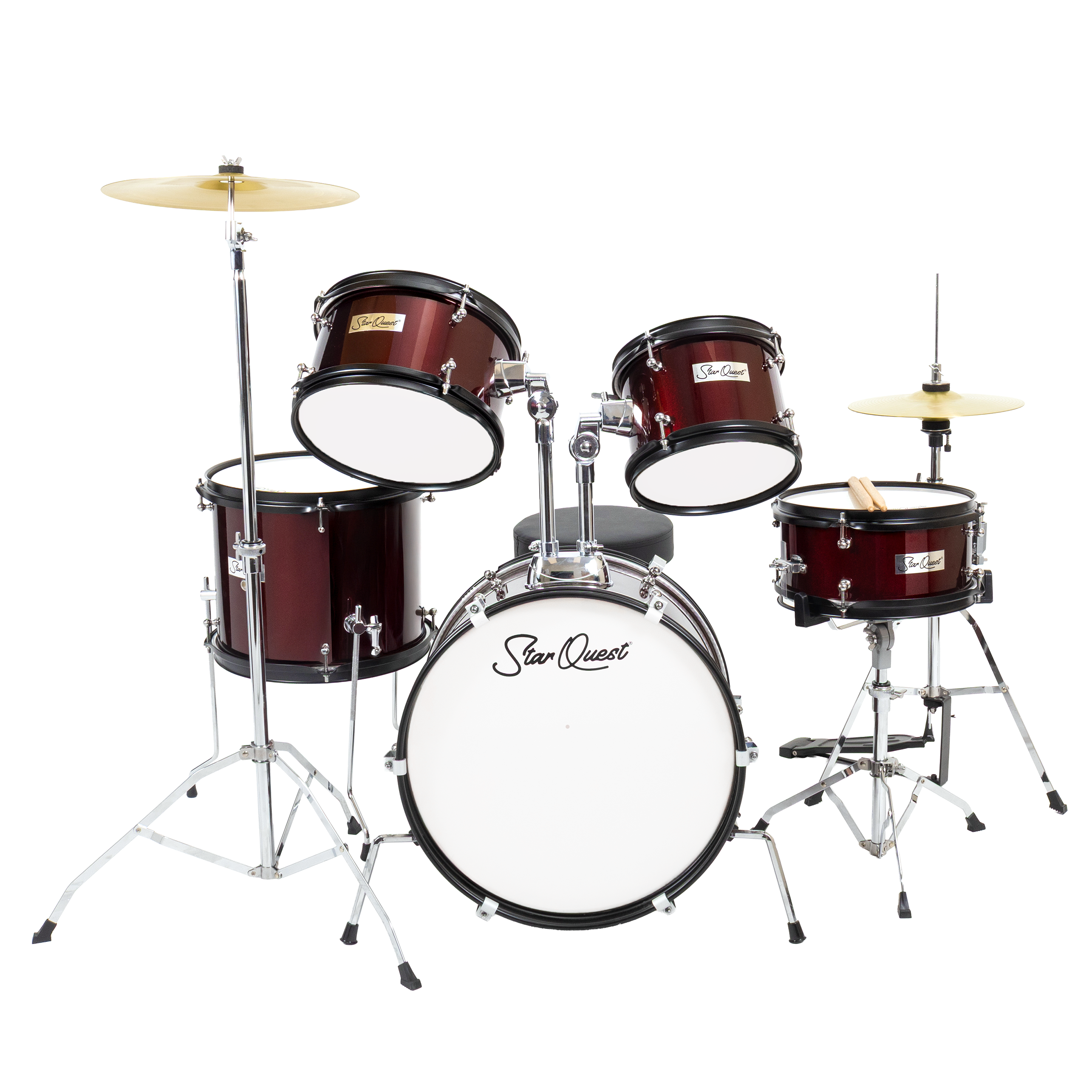 StarQuest Junior 5-Piece Drum Set | Premium Metallic Wine Red