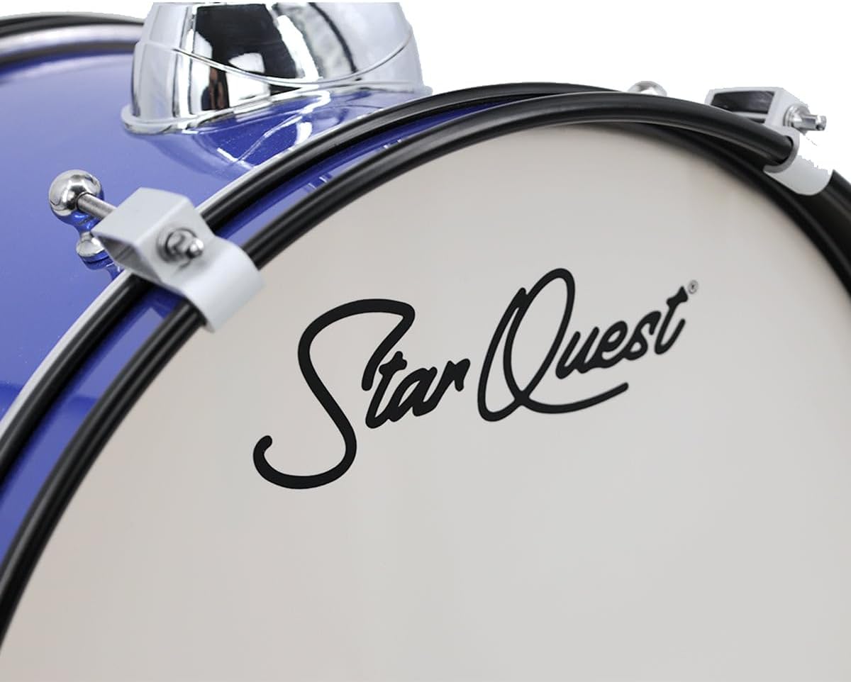 StarQuest Junior 3-Piece Drum Set, Metallic Blue Finish with Bass, Snare, Tom and Crash Cymbal, Perfect for Young Drummers and Beginners