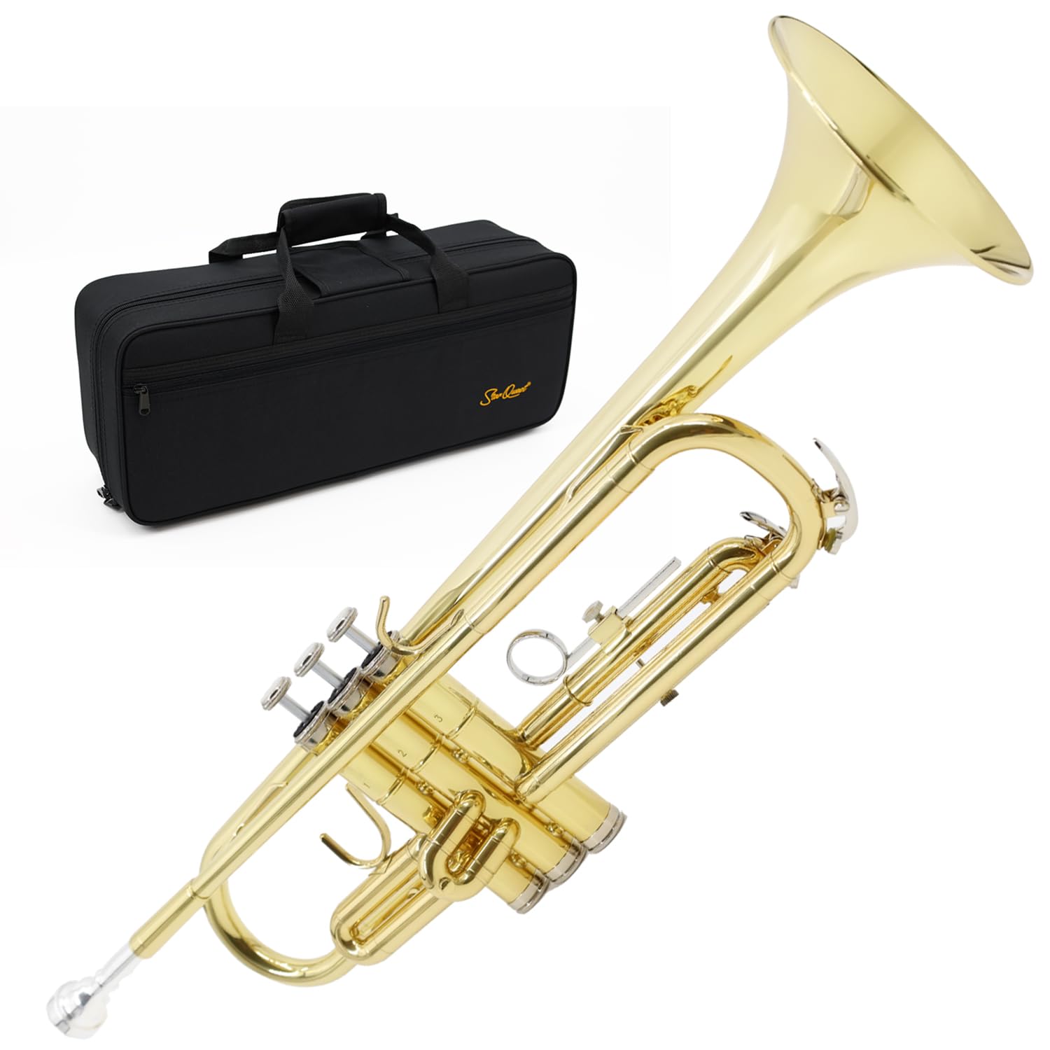 StarQuest TR250 Trumpet .460” Bore - High-Precision Nickel-Plated Valves, Ideal for Students and Experienced Musicians, Complete with Case & Accessories