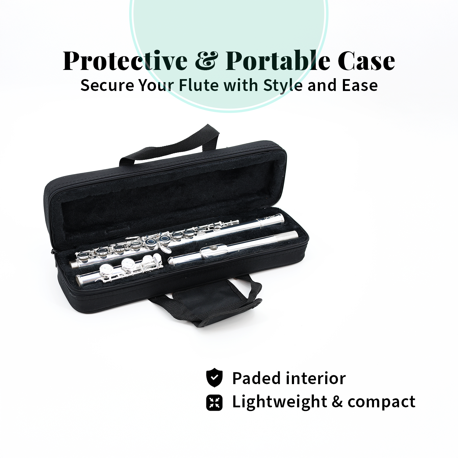 StarQuest Silver-Plated Closed-Hole C Flute Premium Quality Beginners and Experienced Musicians. Includes Protective Case, Cleaning Rod and Gloves