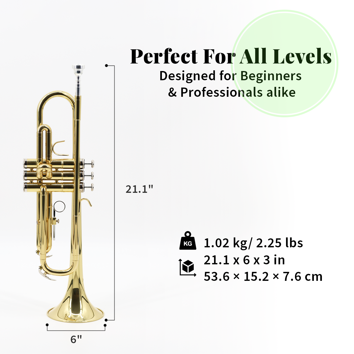 StarQuest Bb Trumpet .460” Bore High-Precision Nickel-Plated Valves, Ideal for Students and Experienced Musicians, Complete with Hard Case & Accessories