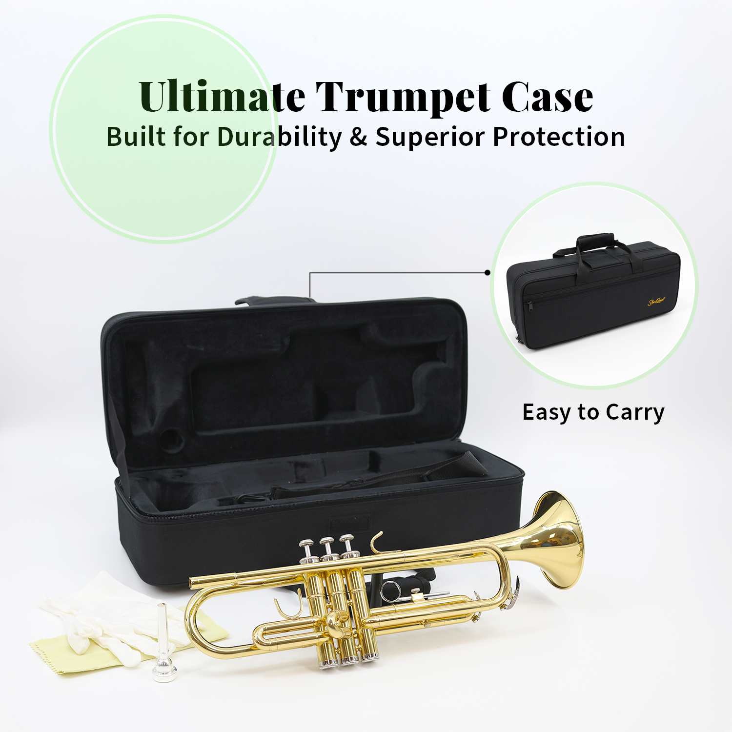 StarQuest Bb Trumpet .460” Bore High-Precision Nickel-Plated Valves, Ideal for Students and Experienced Musicians, Complete with Hard Case & Accessories