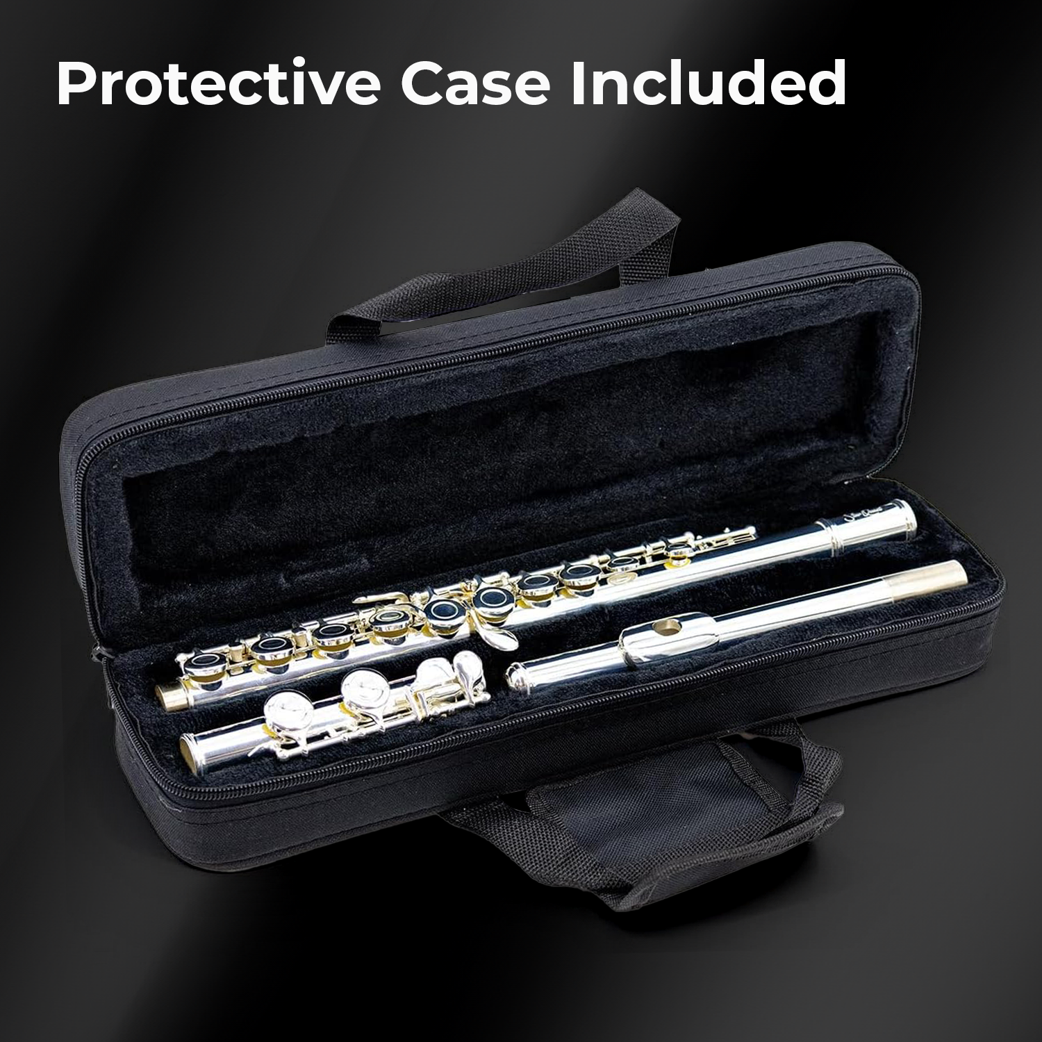 StarQuest Silver-Plated Closed-Hole C Flute Premium Quality Beginners and Experienced Musicians. Includes Protective Case, Cleaning Rod and Gloves