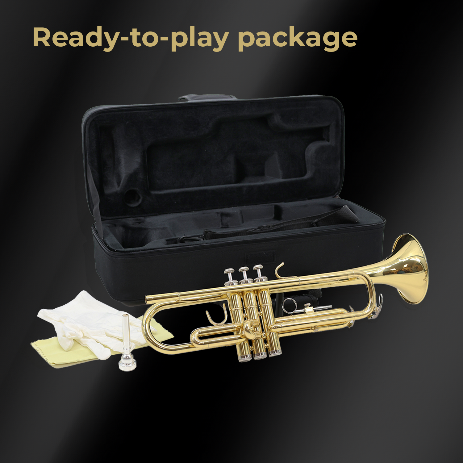 StarQuest Bb Trumpet .460” Bore High-Precision Nickel-Plated Valves, Ideal for Students and Experienced Musicians, Complete with Hard Case & Accessories