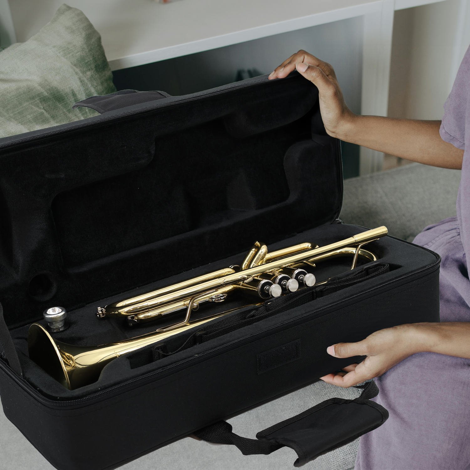 StarQuest Bb Trumpet .460” Bore High-Precision Nickel-Plated Valves, Ideal for Students and Experienced Musicians, Complete with Hard Case & Accessories